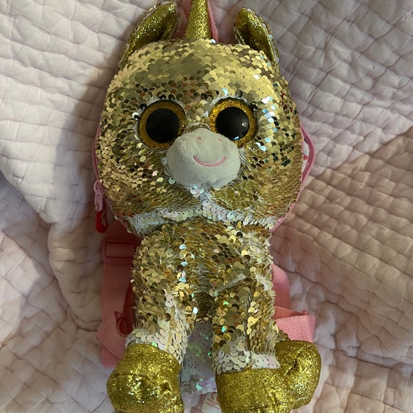 TY Unicorn Backpack Reversible Sequins Silver/Gold - Picture 3 of 4